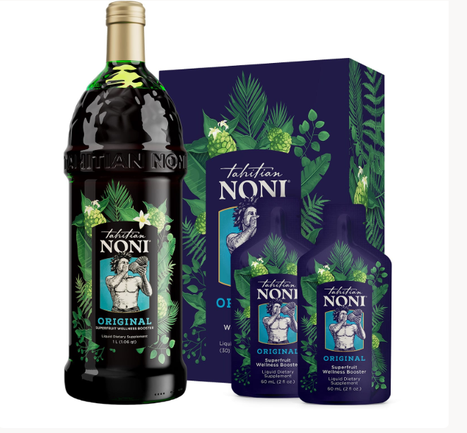 Tahitian Noni Original superfruit wellness bottles and gift box