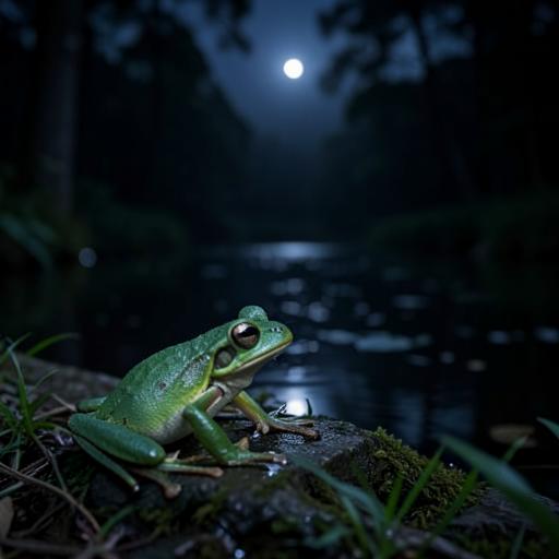 Pond Frogs At Night